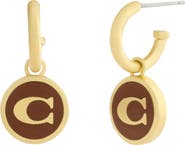 COACH Enamel C Huggie Drop Earrings