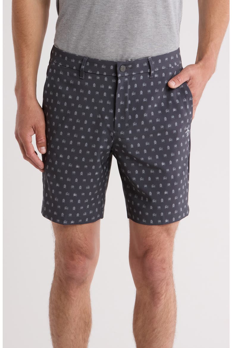 TV Print Stretch Twill Golf Shorts, Main, color, CAVIAR