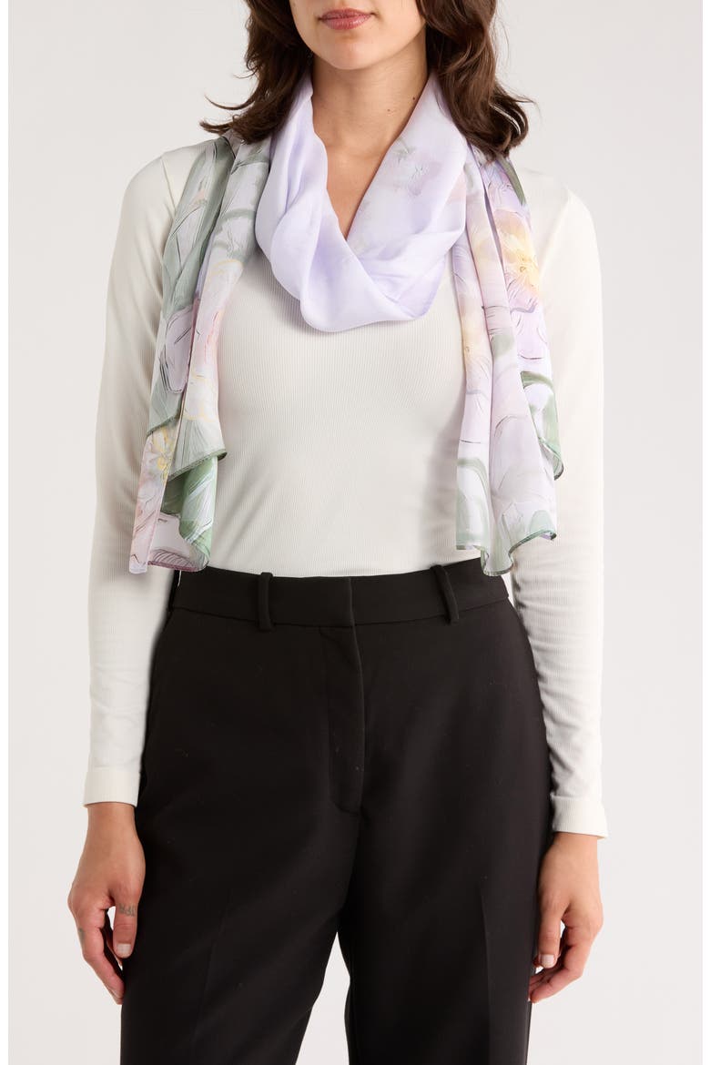 Floral Print Silk Scarf, Main, color, PINK