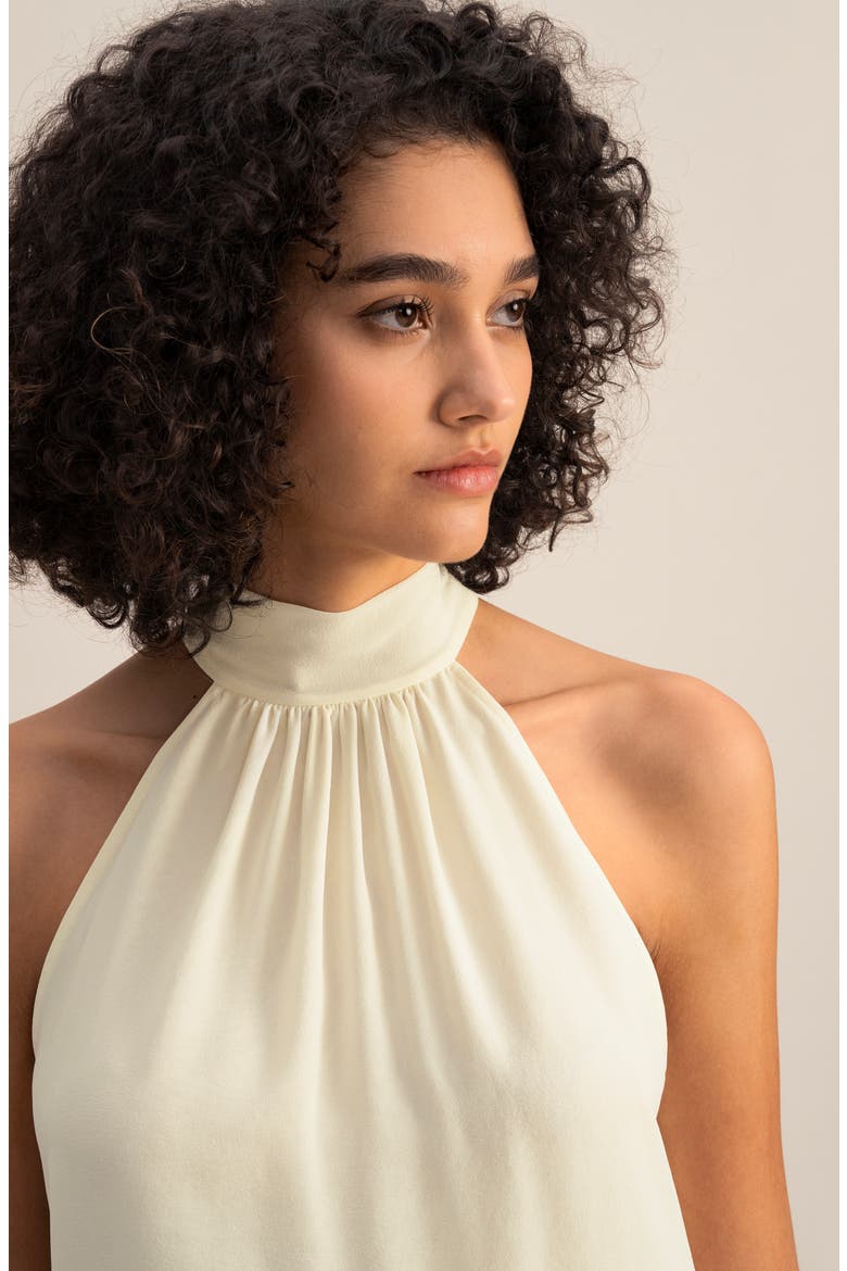 Women's Silk Georgette Halter Neck Top, Alternate, color, Lily white
