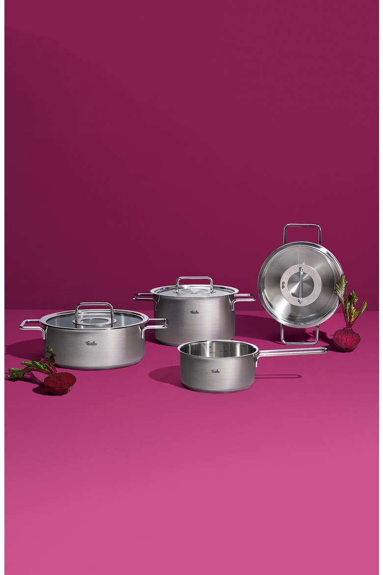 Pure Collection Stainless Steel 9 piece Set with Glass Lids, Alternate, color, Stainless Steel