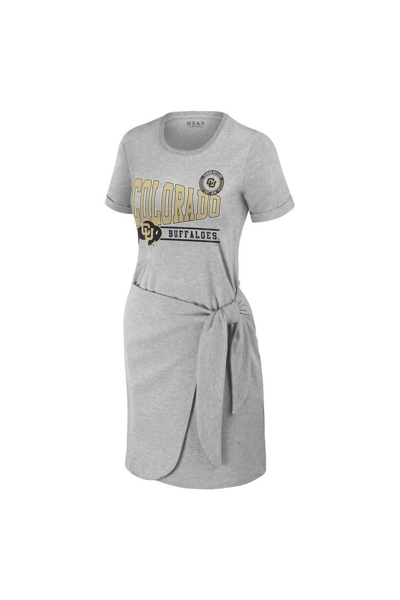 Women's WEAR by Erin Andrews Heather Gray Colorado Buffaloes Knotted T-Shirt Dress, Alternate, color, Heather Gray
