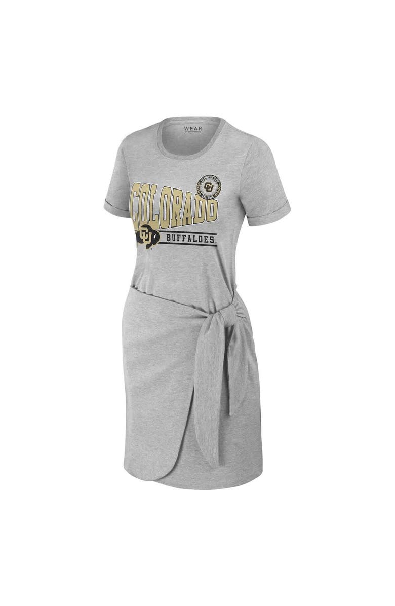 WEAR by Erin Andrews Women's WEAR by Erin Andrews Heather Gray Colorado Buffaloes Knotted T-Shirt Dress, Alternate, color, Heather Gray