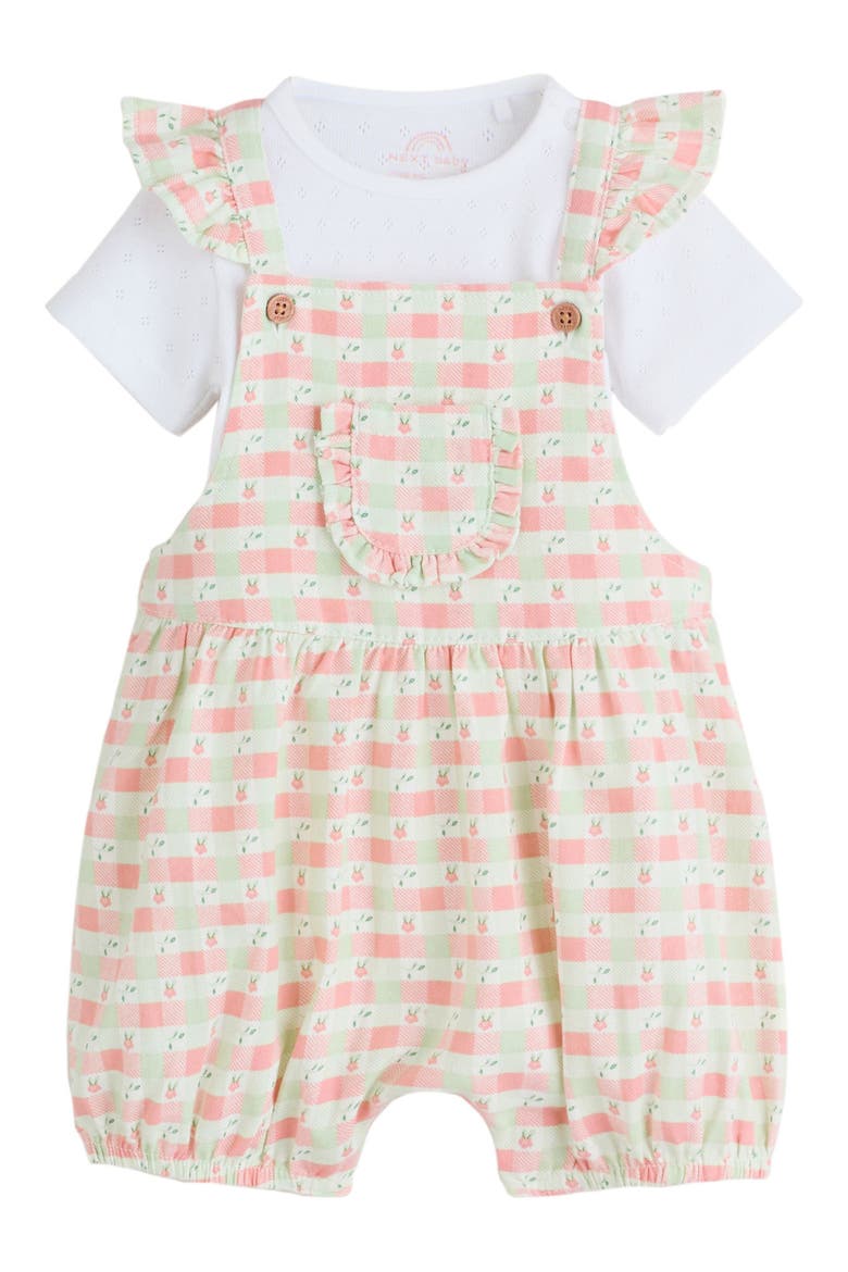 Pastel Gingham Frill Romper & Bodysuit Set, Main, color, PINK
