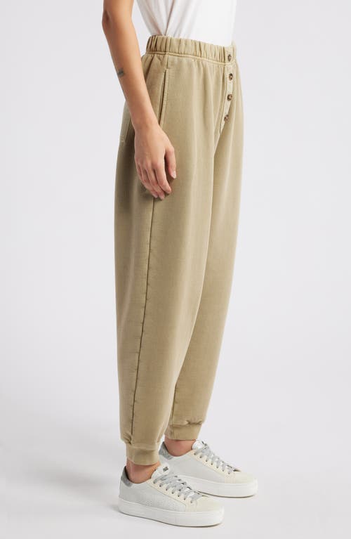 Frame Button Front Cotton Blend Sweatpants In Vintage Military
