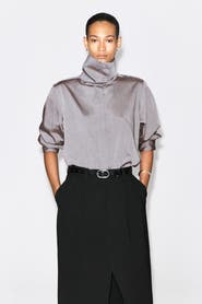 COS Mock-Neck Lyocell-Cotton Shirt