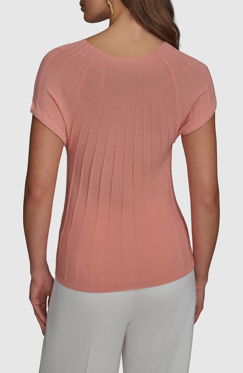 Donna Karan New York Rib Short Sleeve Sweater, Alternate, color, 
