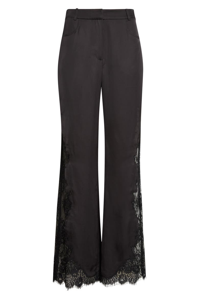 Priya Lace Detail Flared Pants, Alternate, color, JET/ JET