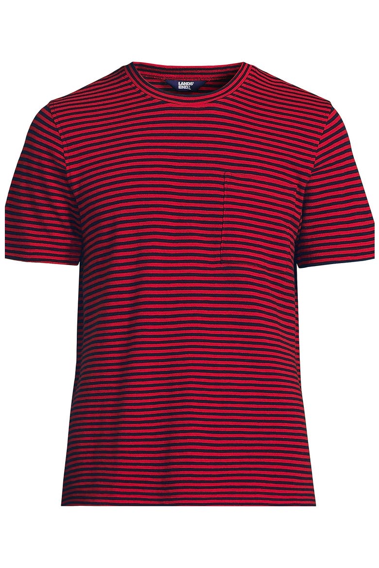 Short Sleeve Cotton Linen Tee, Alternate, color, Red/Radiant Navy Stripe