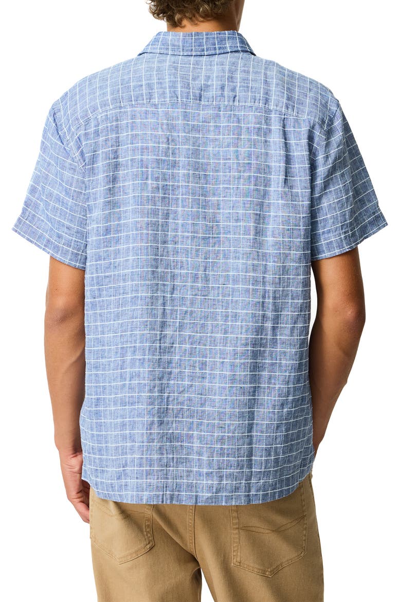 Croftview Check Short Sleeve Linen & Cotton Button-Up Shirt, Alternate, color, ECLIPSE
