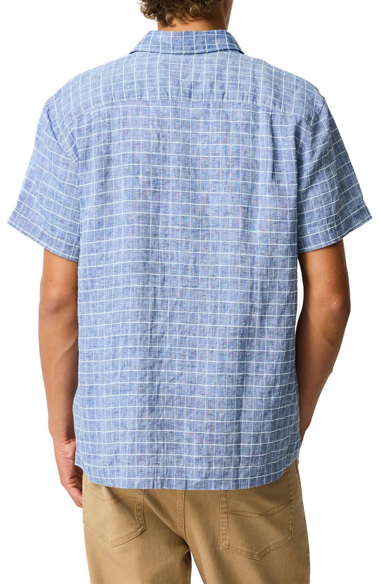 Rodd & Gunn Croftview Check Short Sleeve Linen & Cotton Button-Up Shirt, Alternate, color, Eclipse