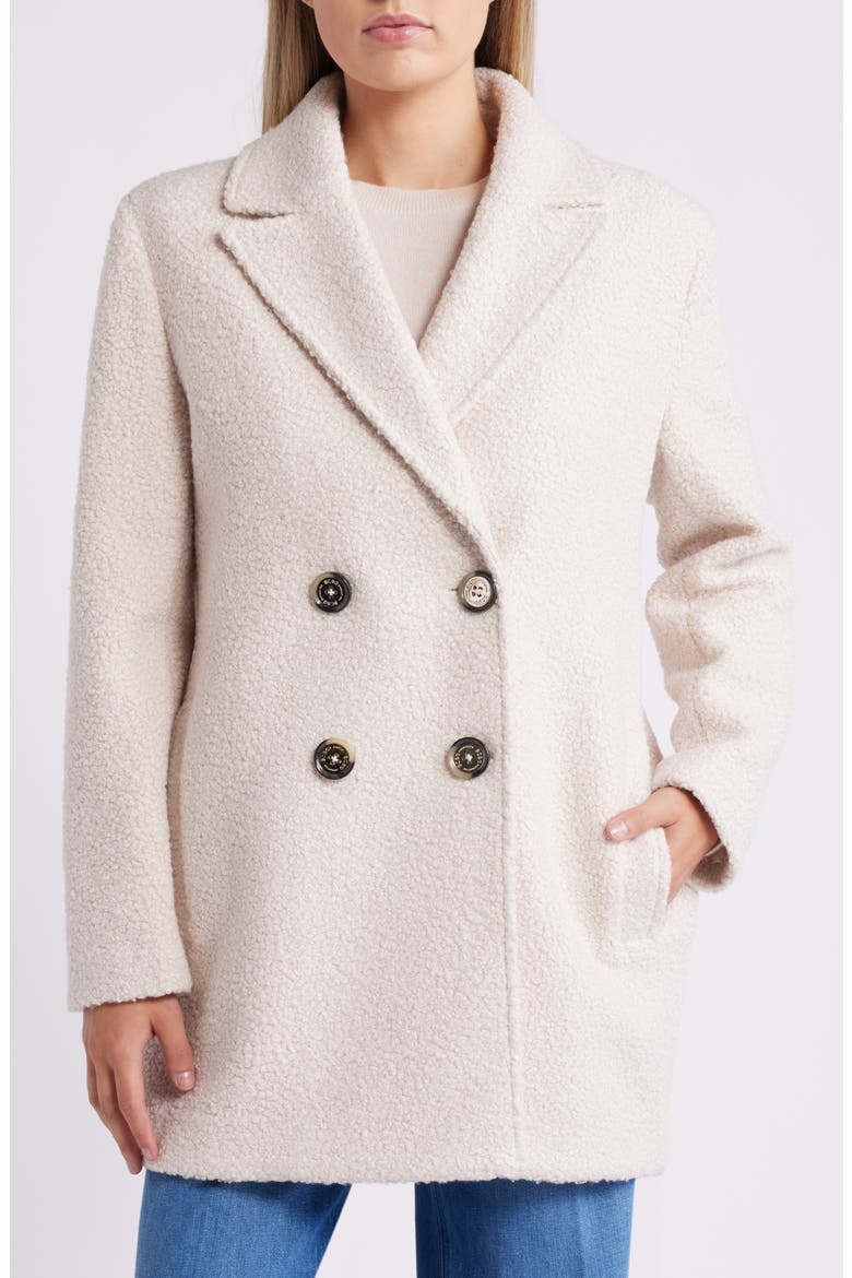 Double Breasted Boucle Coat, Main, color, CREAM