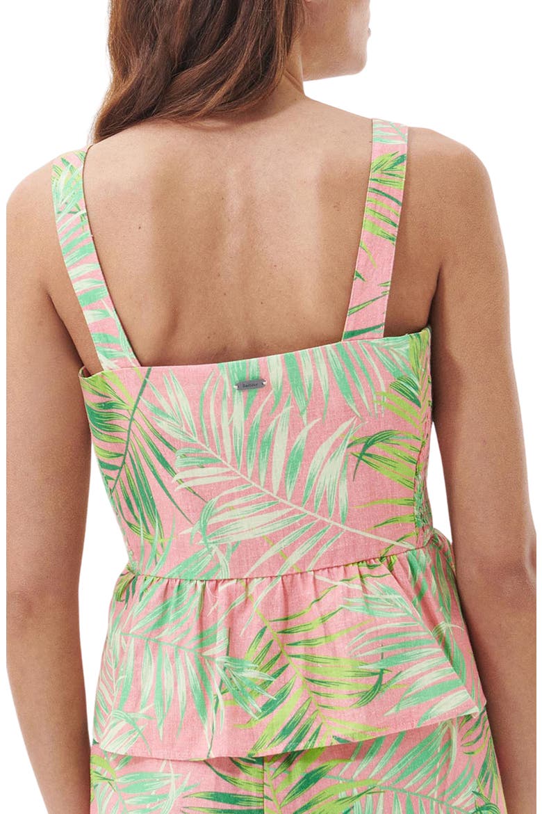 Aralia Frond Print Cotton Peplum Top, Alternate, color, PINK MULTI