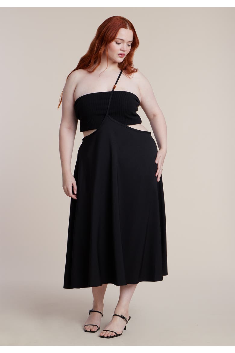 Bead Detail Strap Midi Skirt, Alternate, color, BLACK ONYX