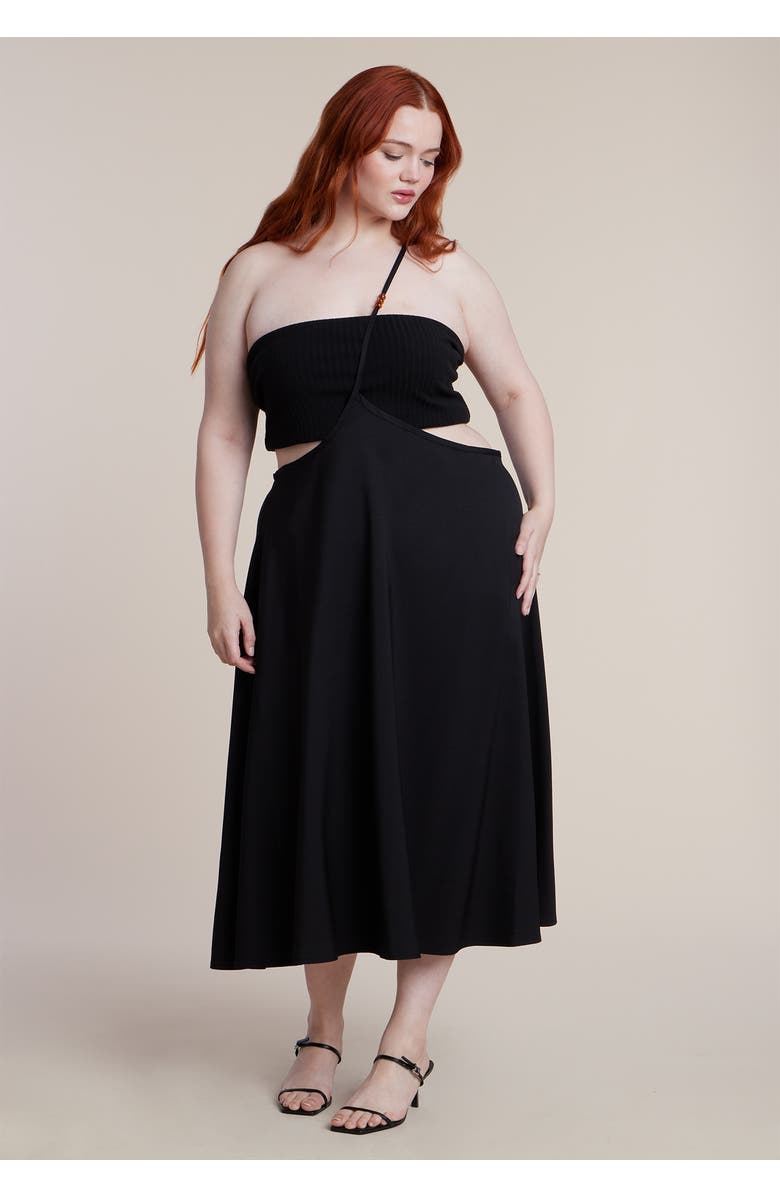 ELOQUII Bead-Detail Strap Midi Skirt, Alternate, color, Black Onyx