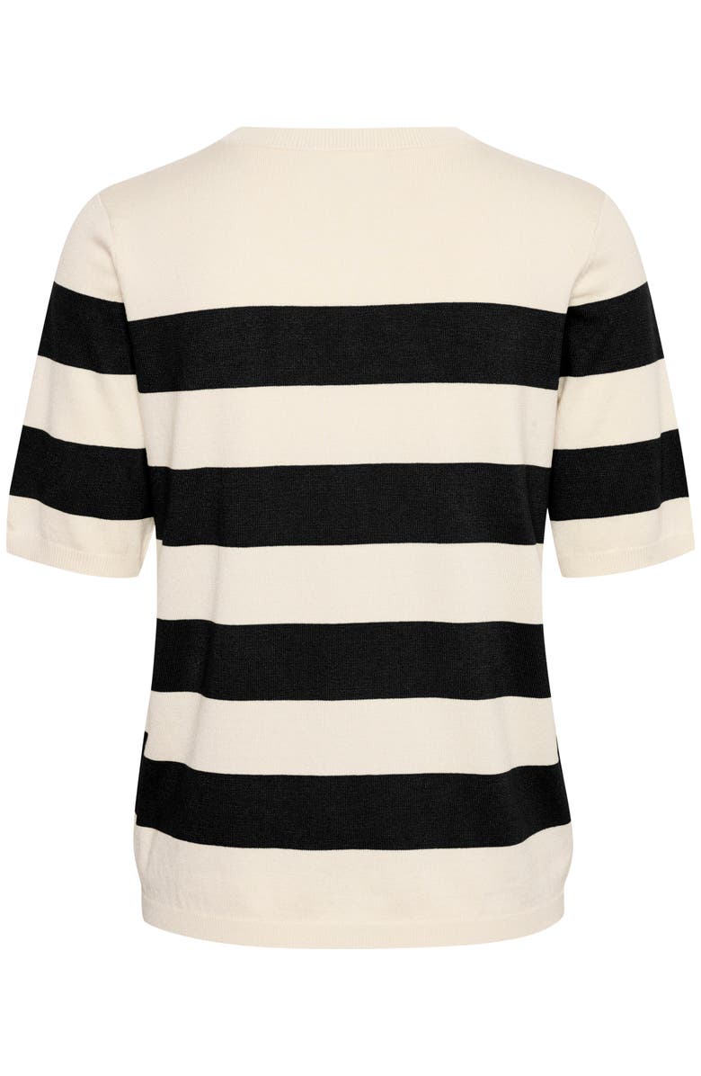 Kaffe KAlizza Short Sleeve Crew Neck Jumper, Alternate, color, Black/Turtledove Bold Stripe