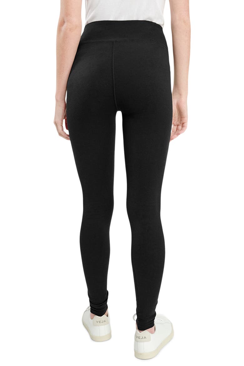 Wide Band French Terry Leggings, Alternate, color, BLACK