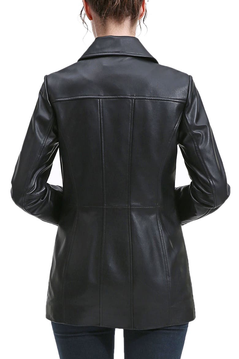 Women's Ailany Leather Car Coat, Alternate, color, Black