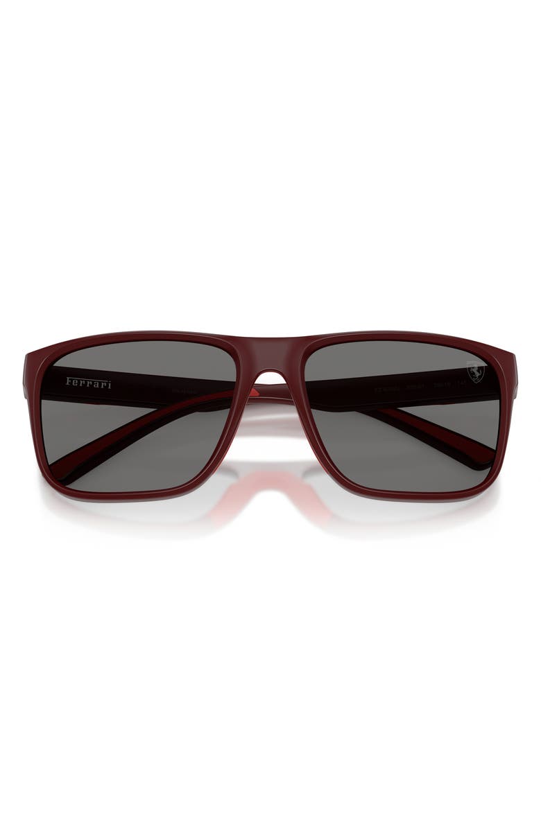 Scuderia Ferrari 59mm Polarized Square Sunglasses, Alternate, color, Bordeaux Matte / Polar Grey