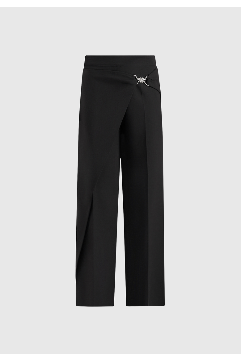 Beryl Wrap Front Tailored Trousers With Hardware Detail, Alternate, color, Black