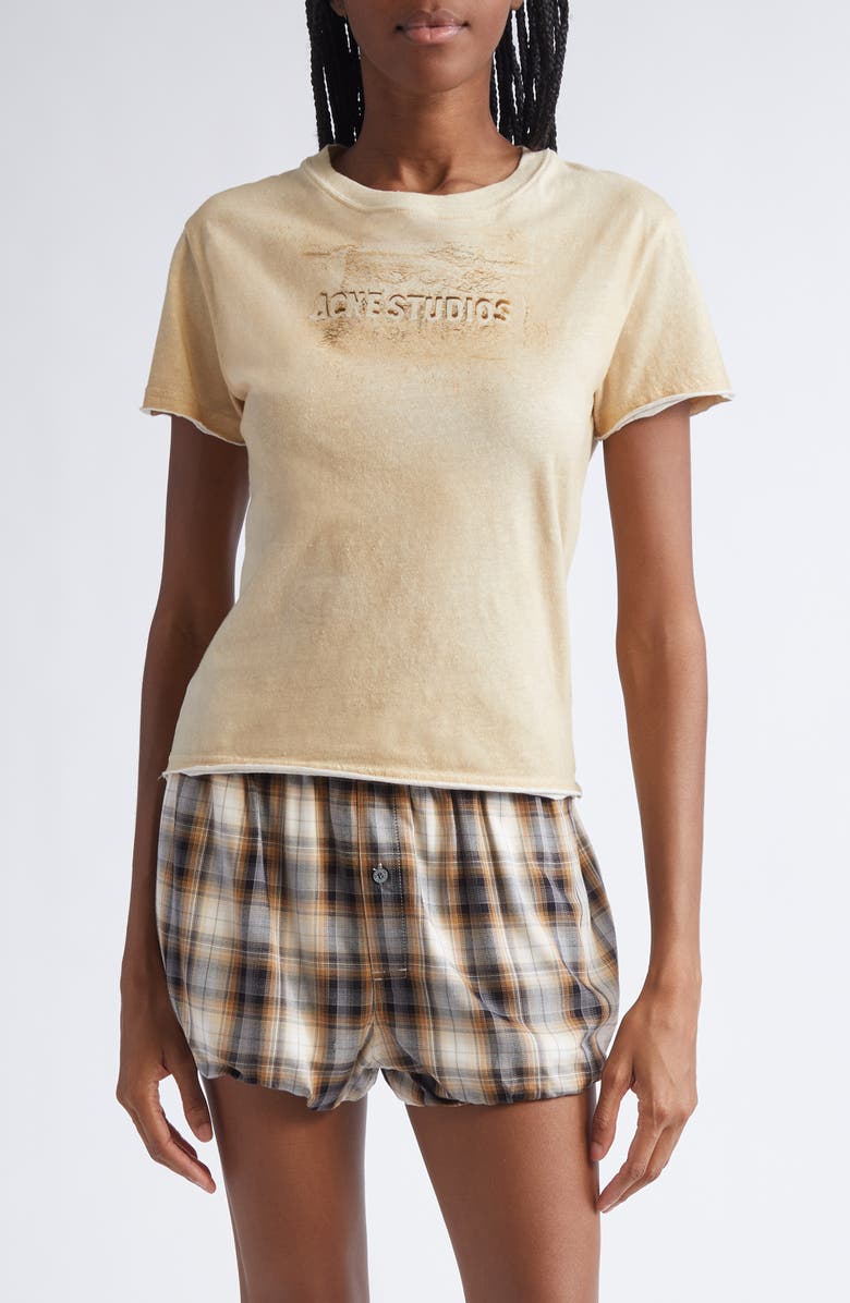 Acne Studios Etza Sand Trompe l'Oeil Cotton T-Shirt, Main, color, Sand Beige