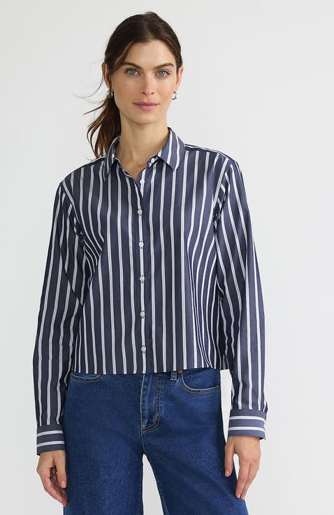 Blue Stripes Sleeveless Top