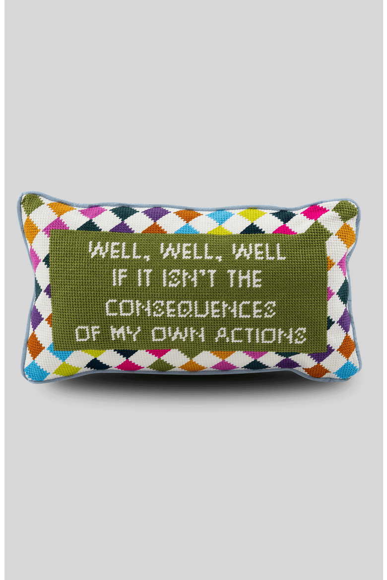 Well Well Well Needlepoint Pillow, Main, color, Blue