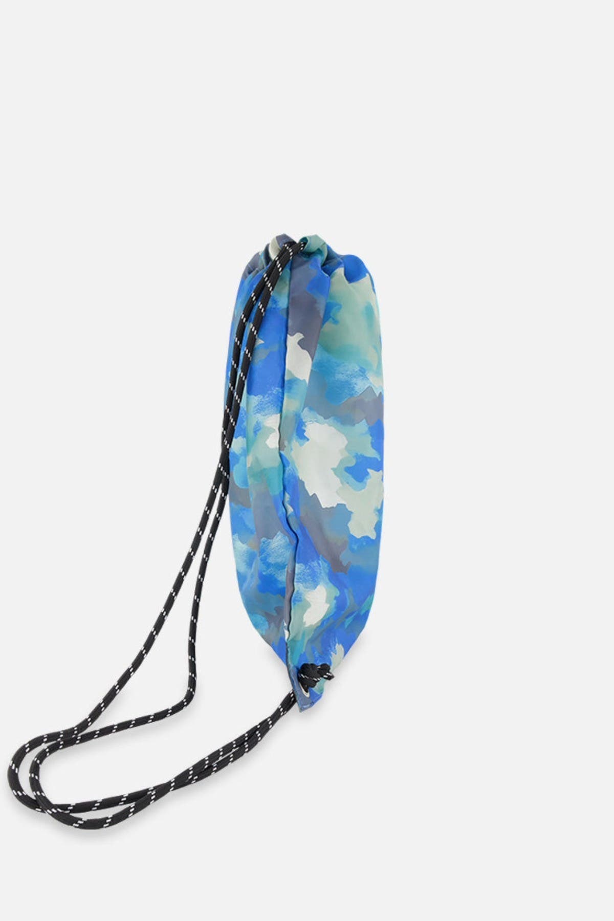 Deux par Deux Camouflage Durable Lightweight Drawstring Bag, Alternate, color, Blue And Grey Camouflage