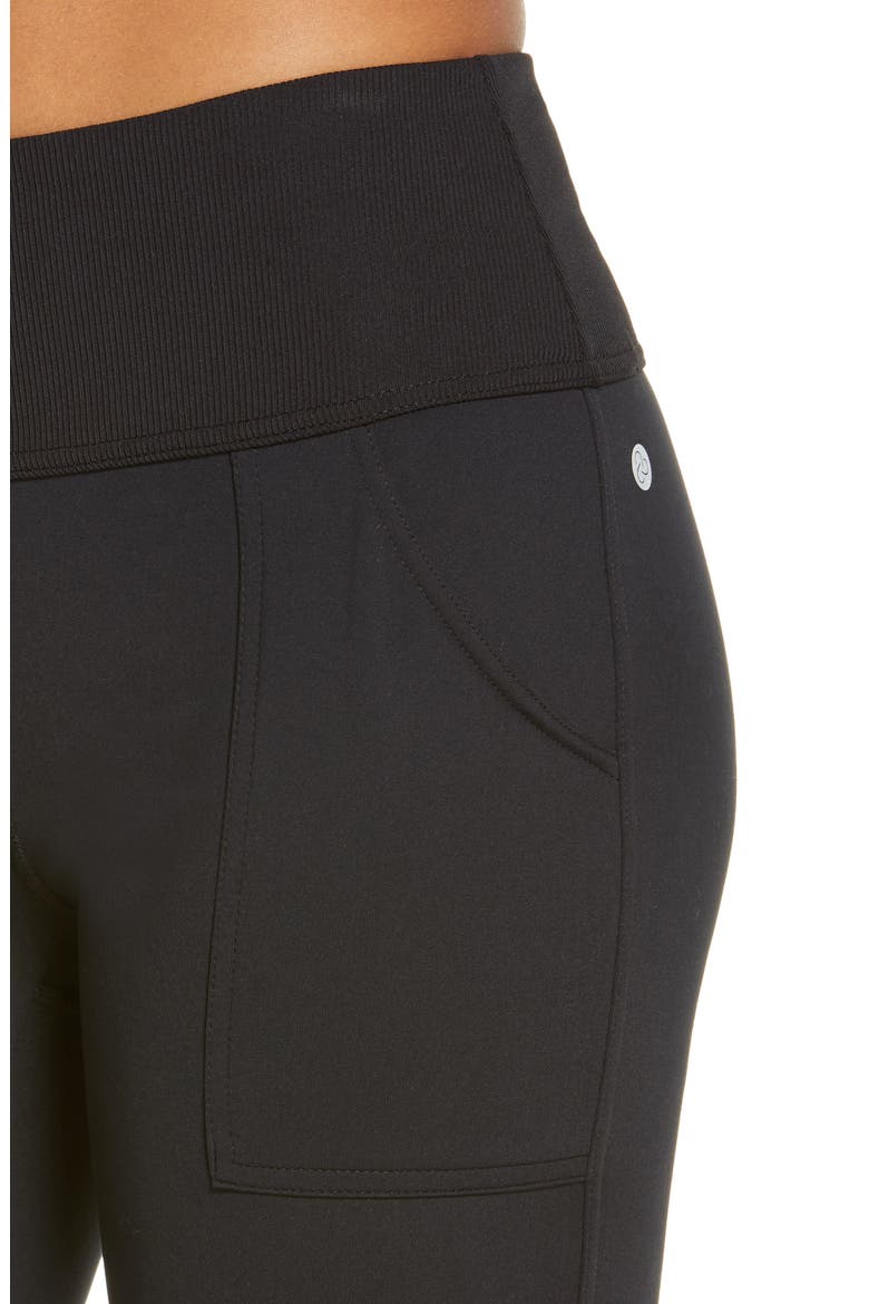 Studio Lite Pocket Kick Flare Crop Pocket Leggings, Alternate, color, BLACK