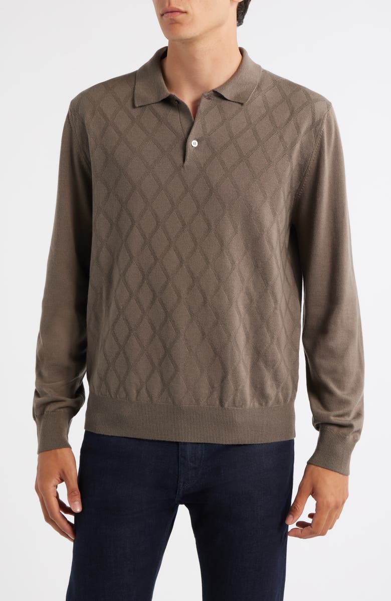 Canali Wool Polo Sweater, Main, color, Brown
