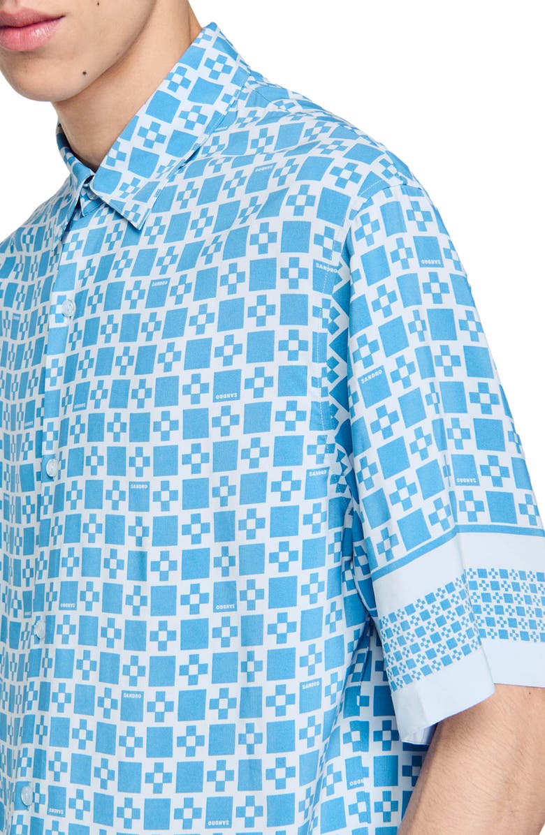 SANDRO Square cross motif flowing shirt, Alternate, color, 