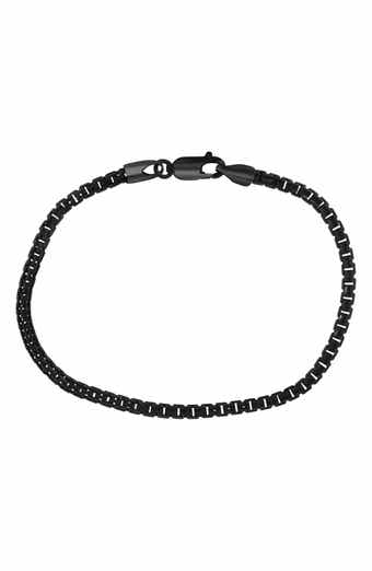 Black Sterling Silver Box Chain Bracelet