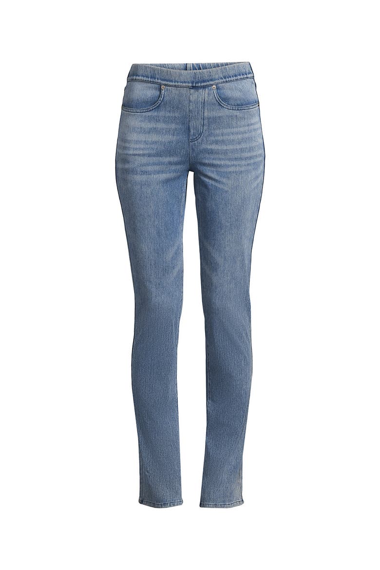 Petite Starfish High Rise Knit Denim Straight Jeans, Alternate, color, Light Brook