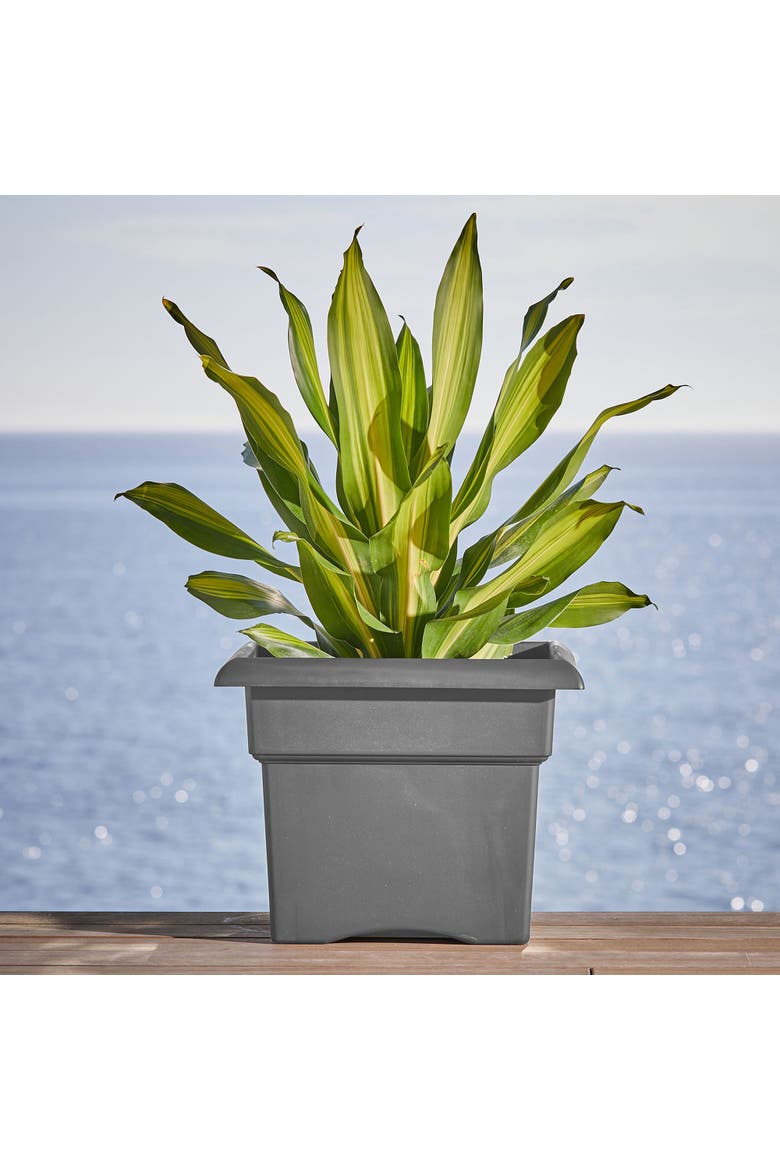 Veranda Square Deck Box Planter 18",Charcoal, Matte Finish, 9 Gal Capacity, Alternate, color, Gray