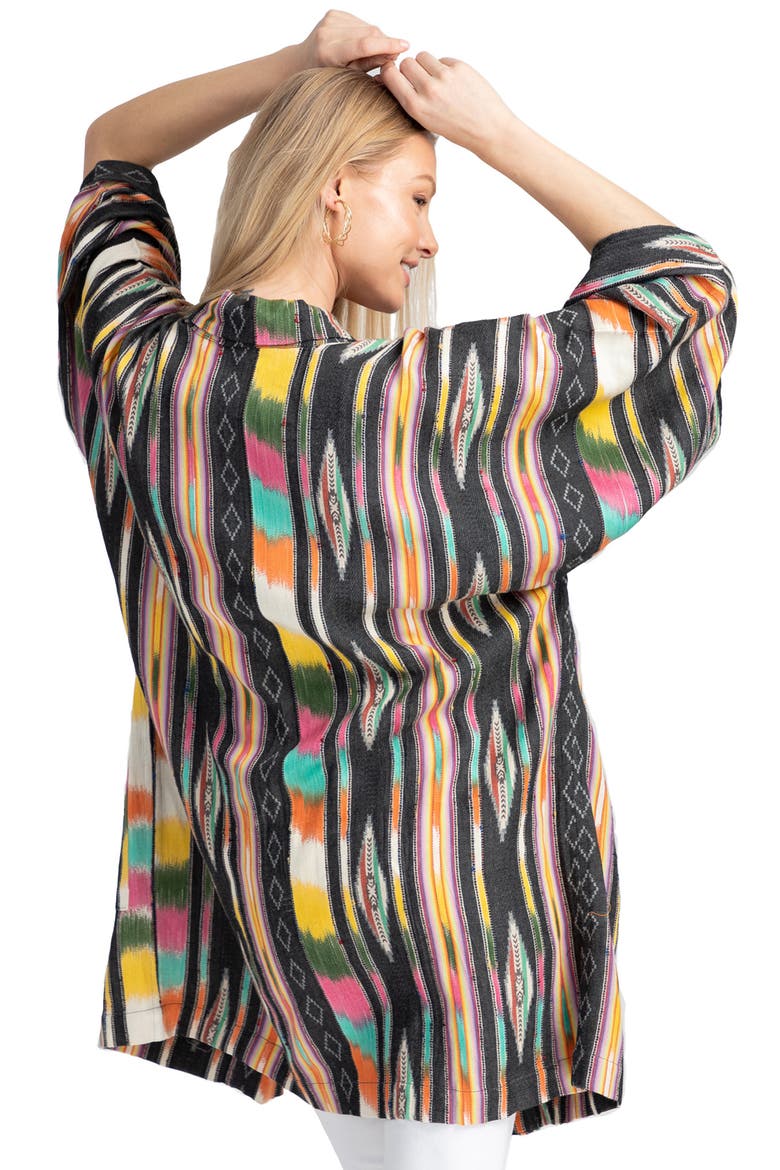 Ikat Stripe Cardigan, Alternate, color, BLACK