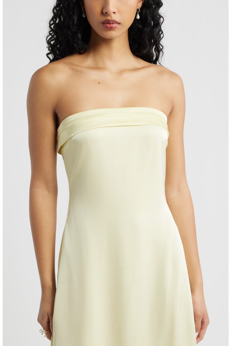 Strapless Satin Gown, Alternate, color, YELLOW FROST