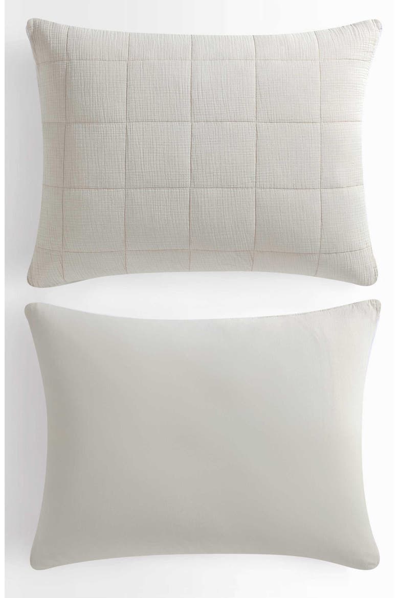 Quilted Cotton Gauze Quilt & Pillow Sham Set, Alternate, color, LIGHT BEIGE