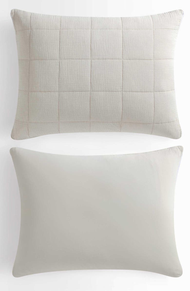 Calvin Klein Quilted Cotton Gauze Quilt & Pillow Sham Set, Alternate, color, Light Beige