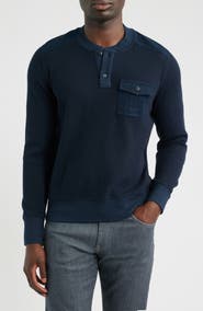 Brooks Brothers Waffle Stitch Stretch Cotton & Wool Henley