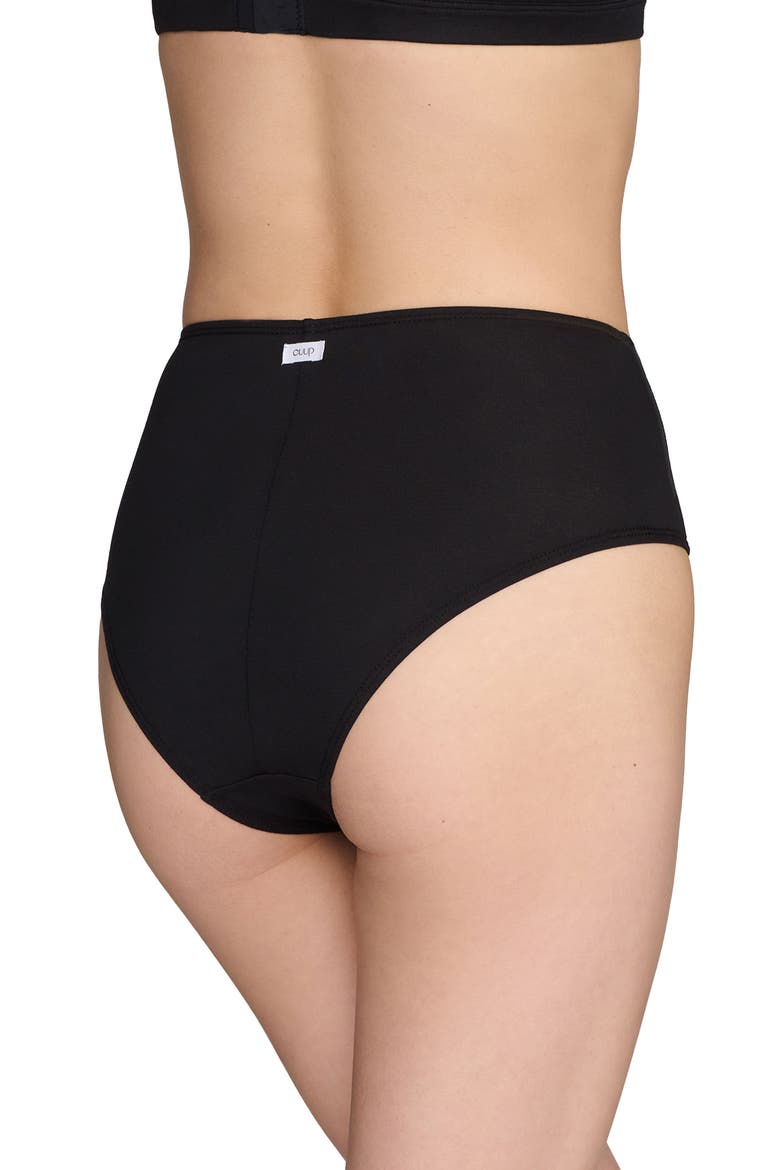 The Highwaist High Cut Cotton Briefs, Alternate, color, BLACK