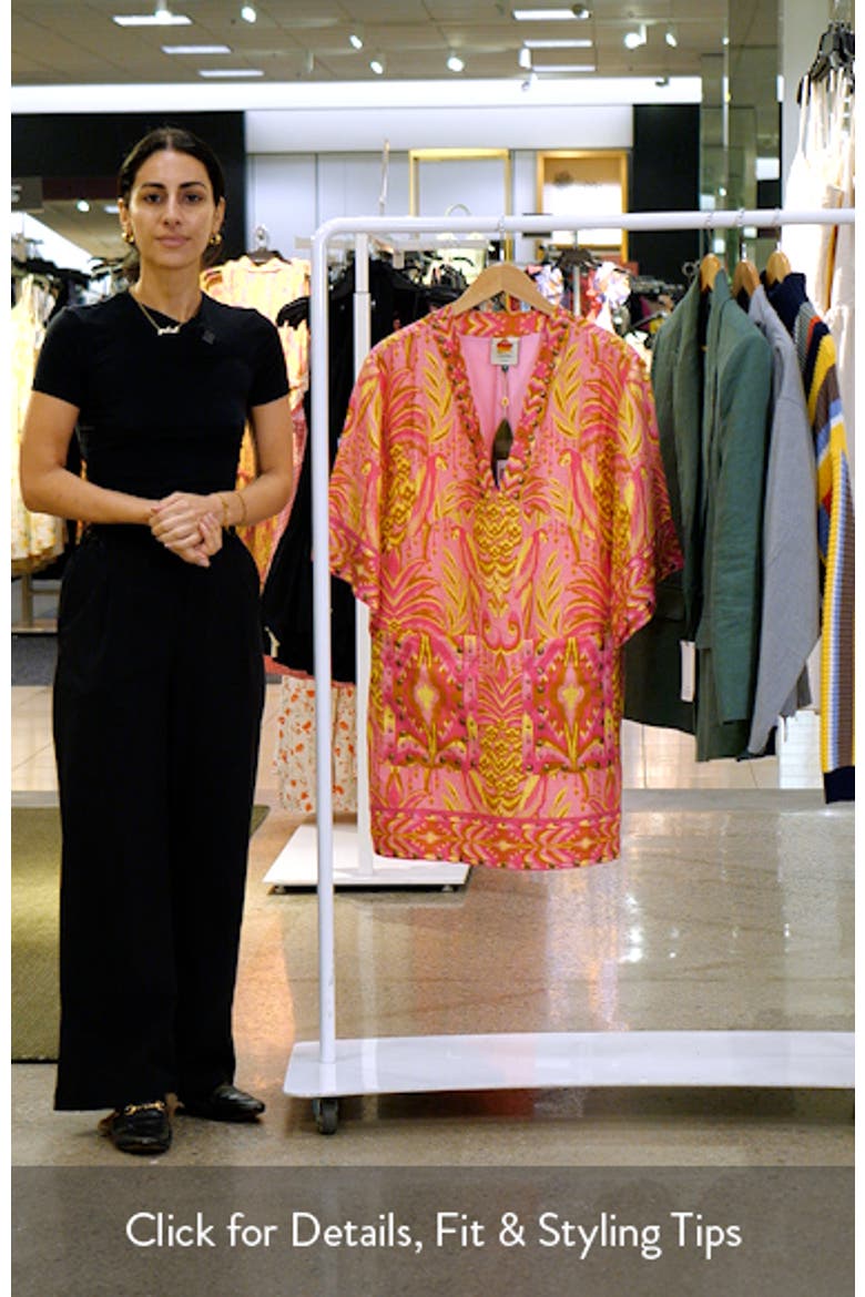 Pineapple Tapestry Studded Linen Shift Dress video