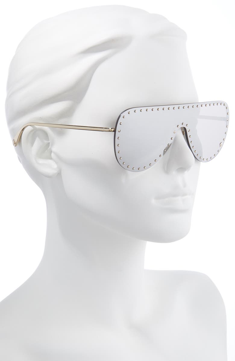 Versace Shield Sunglasses, Alternate, color, Havana Gold