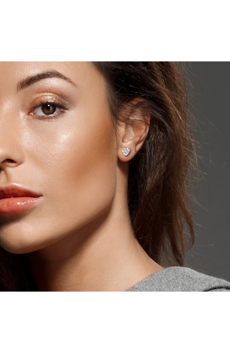 DELMAR Sterling Silver Lab Grown Moissanite Heart Stud Earrings, Alternate, color, Silver
