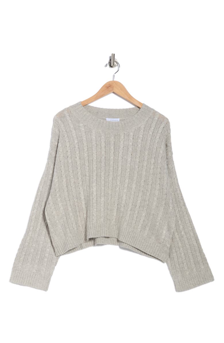 Lucy Paris Shay Cable Knit Sweater, Alternate, color, Grey