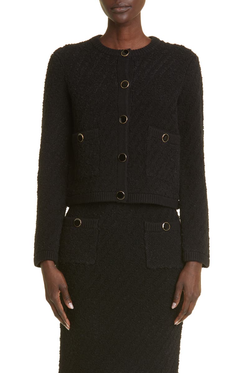 St. John Collection Bouclé Pocket Cardigan, Main, color,