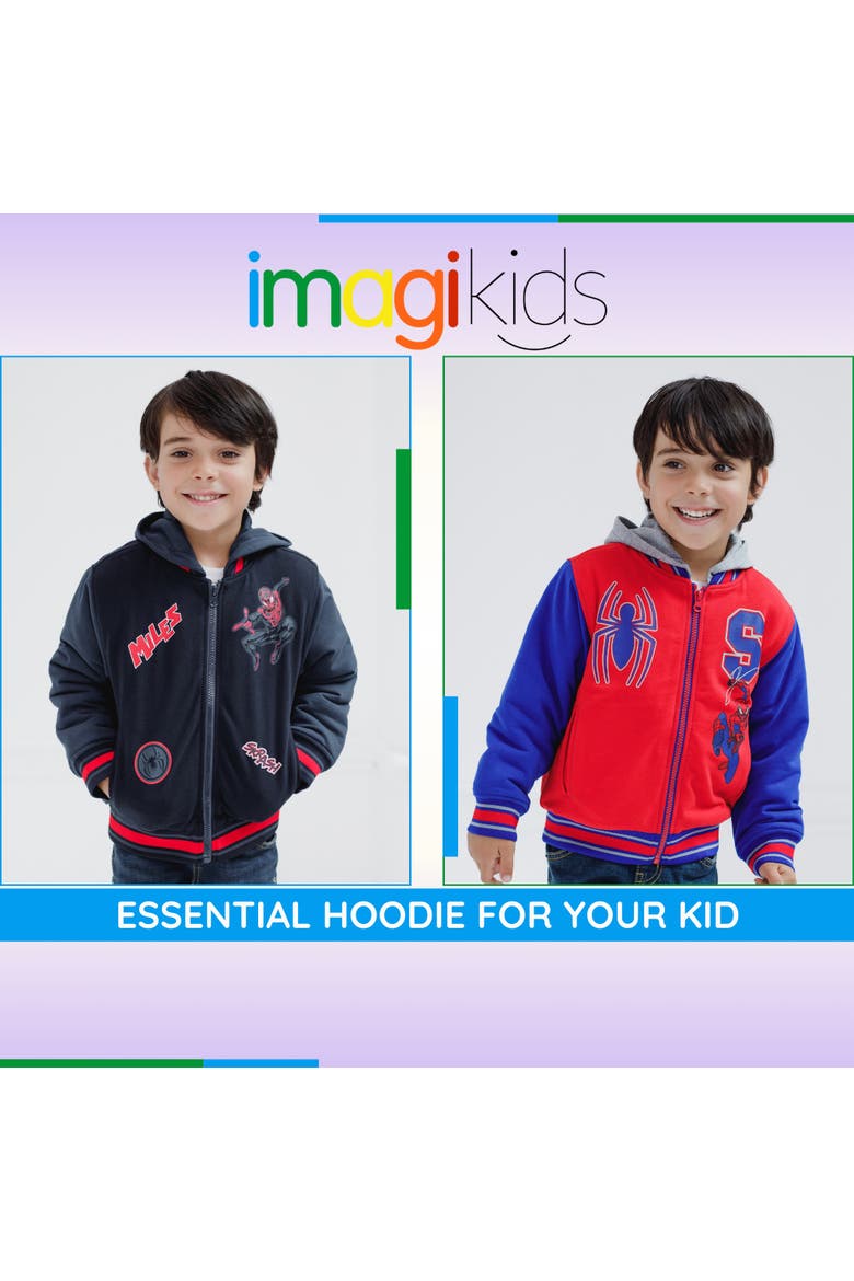 Spider-Man Varsity Hooded Bomber Jacket, Alternate, color, Black Miles Morales