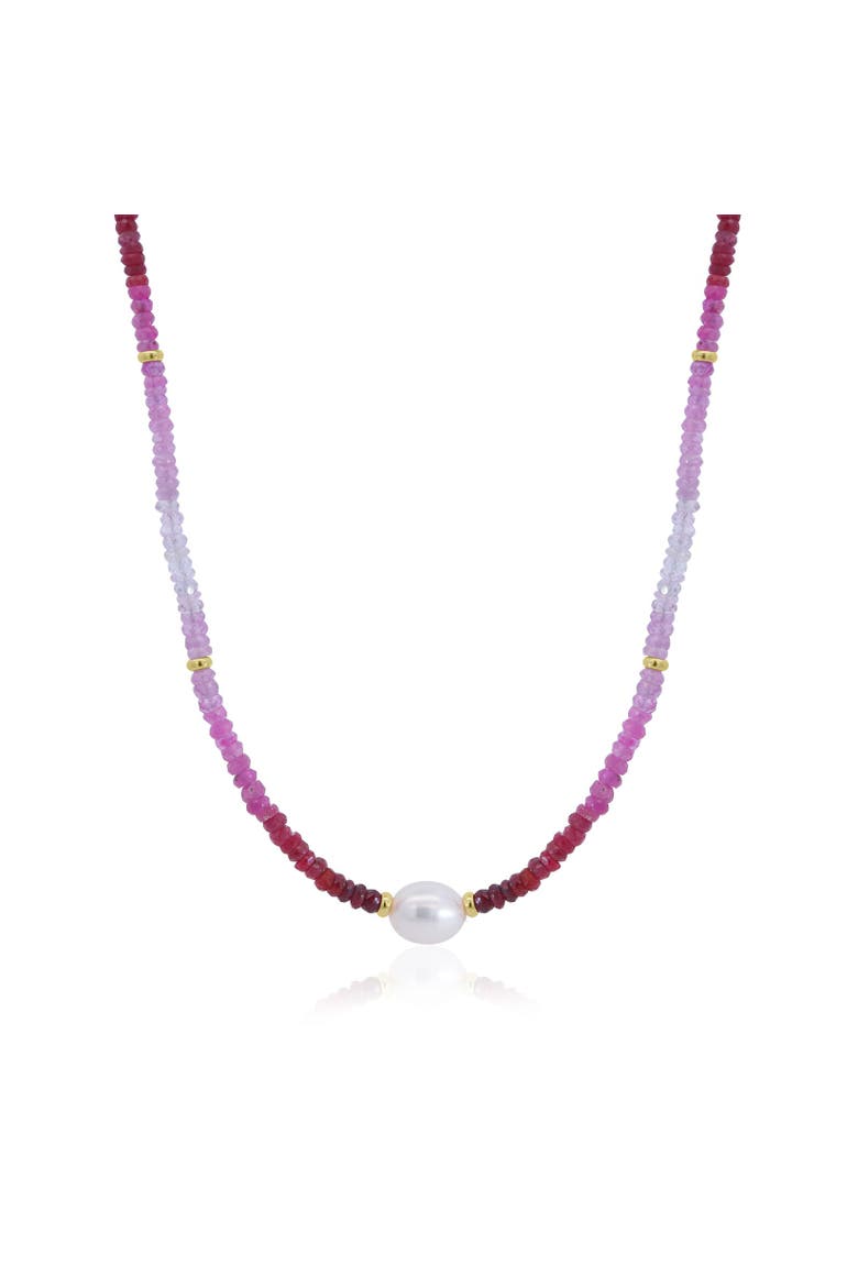 Ruby Ombre Bead Pearl Necklace, Main, color, Ruby