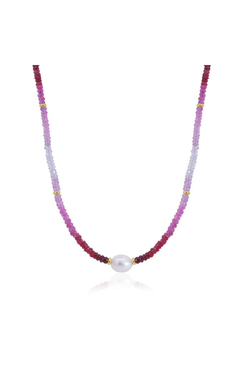 The Lovery Fine Jewelry Ruby Ombre Bead Pearl Necklace, Main, color, Ruby