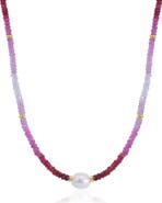 The Lovery Fine Jewelry Ruby Ombre Bead Pearl Necklace