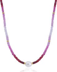 The Lovery Fine Jewelry Ruby Ombre Bead Pearl Necklace